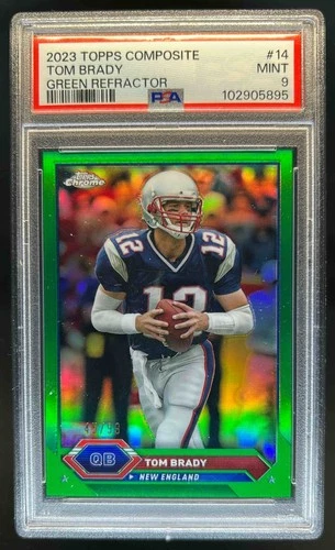 2023 Topps Composite Tom Brady Chrome Green Refractor #/99 Patriots PSA 9