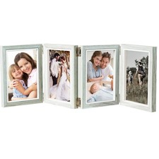 4 Folding 4x6 Inch Hinged Picture Frame, High Definition Natural Wood Picture...
