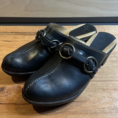 Vintage Y2K FRYE Belted Braided Harness Leather Mules Clogs - US Womens Size 8.5