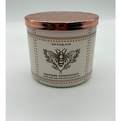 Bath and Body Works Backyard Honeysuckle 3 Wick Scented Candle 14.5 oz