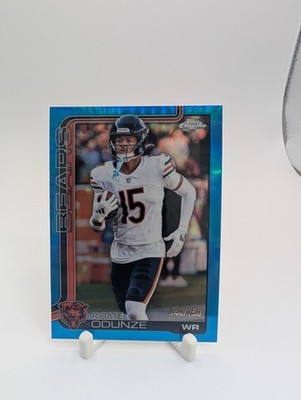 2025 Topps Chrome Rome Odunze Blue Refractor /150 #49 Chicago Bears