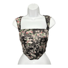 Urban Outfitters Out From Under Grey Floral Corset Bustier Top Size M Boned