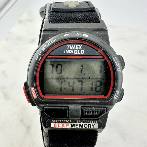 1990s Running Vintage Timex Ironman Triathlon Watch Men 41mm Watch 8 Lap Indiglo