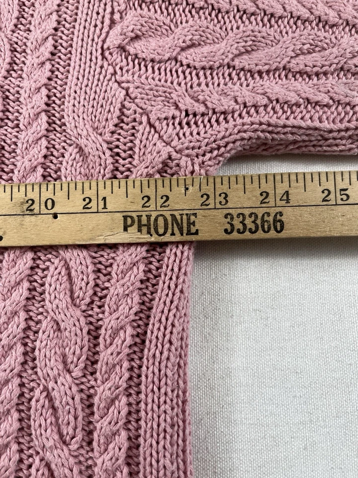 Suéter tejido con cable rosa Eddie Bauer para mujer talla S Foto 4 de 4