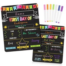First and Last Day of School Sign - 11x14 Double-Sided Non-Glare Chalkboard w...
