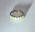 BBJ Vintage Sterling Silver Fire Opal Genuine Diamond Accent Ring Size 6