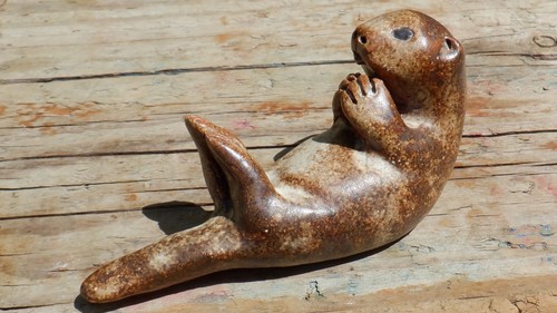 Vintage Animal Friends OTTER Studio Pottery Cornwall Ornament Biddy Picard