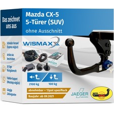 AutoHak Anhängerkupplung abnehmbar für Mazda CX-5 ab 21- 13pol E-Satz AHK CX5 KF