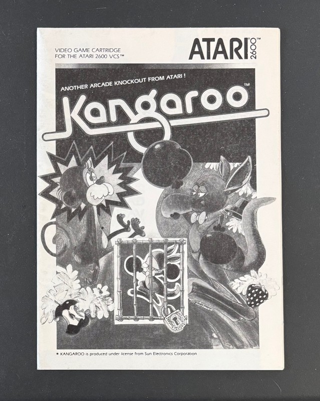Vintage 1987 ATARI 2600 - Kangaroo - Manual Only B&W