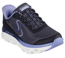 Women's Skechers Shoes Slip Ins Black Blue Glide Step Memory Foam Sport 180272