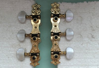 ALHAMBRA N2 TUNING KEYS GOLD CLASSICAL Tuners 3 + 3 on Plates with Pearl Buttons