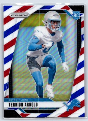 2024 Panini Prizm Terrion Arnold #389 RC Red White and Blue Detroit Lions