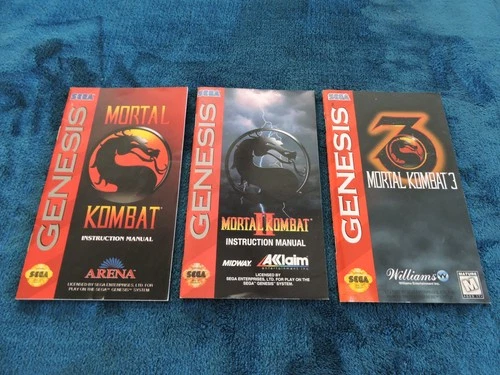 VINTAGE MORTAL KOMBAT 1, 2 AND 3  SEGA GENESIS INSTRUCTION MANUALS ONLY.