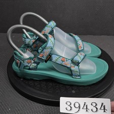 Teva Sandals Kids Size 3 Green Floral Strappy Hook  Loop Shoes 1019390C