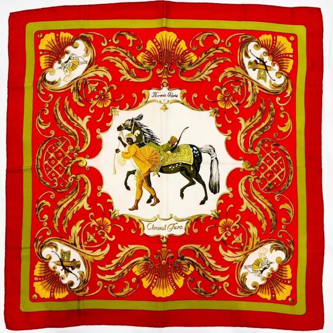 HERMES Silk Scarf Cheval Turc Carre 90 Christiane Vauzelles | eBay