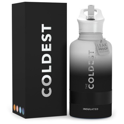 Insulated Water Bottle 64 oz Stainless Steel Straw Lid Hyperspace White Coldest