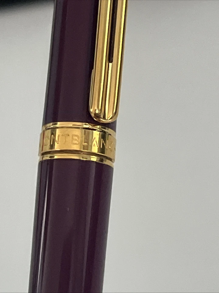 Montblanc Noblesse Oblige Purple Gold Trim Ballpoint Leather Pouch Set Germany - Image 4 of 4