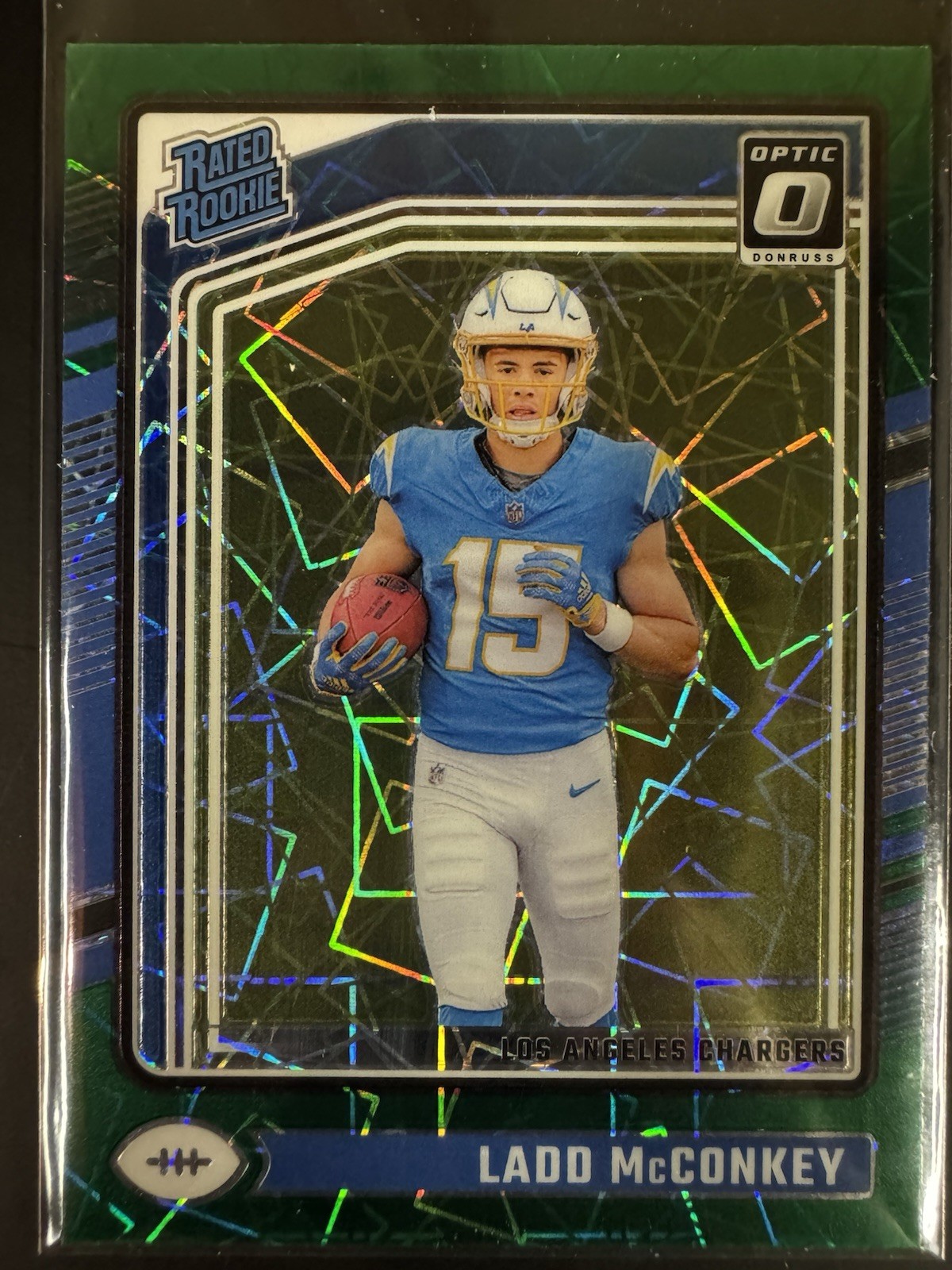 Ladd McConkey 2024 Optic Rated Rookie Green Velocity Prizm SP #266 Chargers