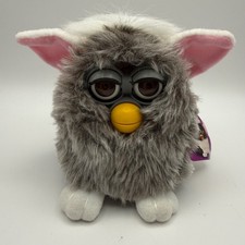 Vtg 1998 FURBY Gray White Wolf Brown Eyes Pink Inner Ear Tiger Electronic Video