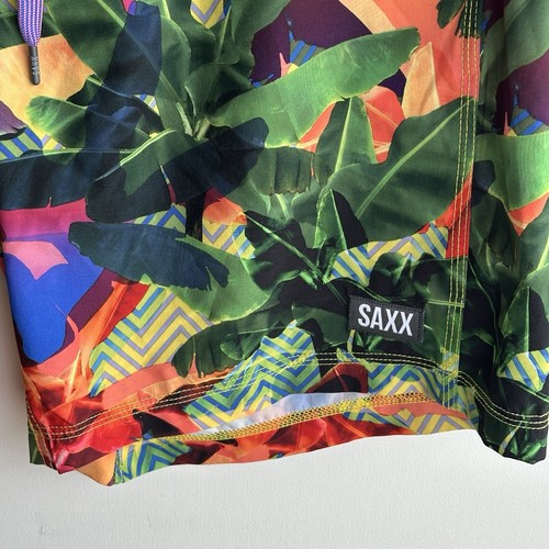 Saxx Men's 34x7 Betawave 2N1 Boardie 17” Shorts Ballpark Pouch Tropical EUC $80 - Picture 2 of 7