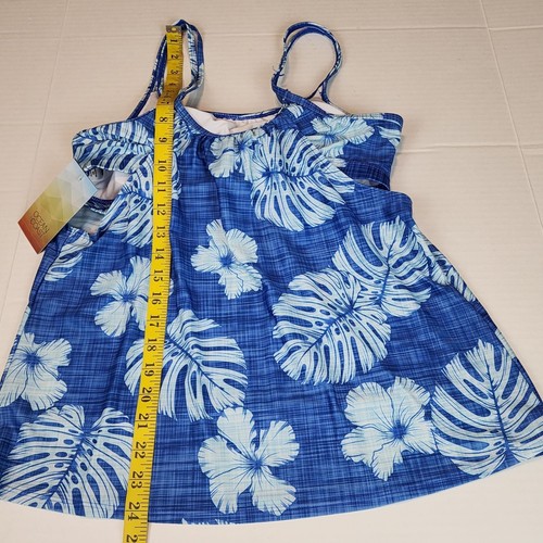 New Ocean + Coast swim tankini top sz L blue tropical floral - Picture 10 of 10