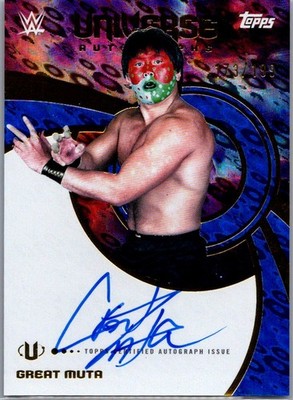 2025 Topps Universe WWE #UNA-GMU Great Muta Universe Autographs Blue Pulse #/199