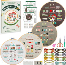 Embroidery Kit for Beginners, 4 Stages to Learn 38 Stitches, with Step-By-Step I