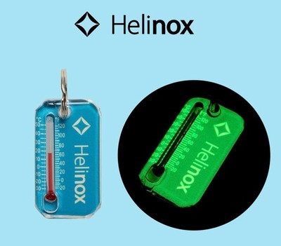 Helinox Glow Thermometer Keyring Cyan Blue Lightweight Outdoor Camping Key Chain