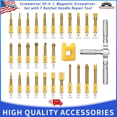 30 in 1 Magnetic Screwdriver Set Repair Tool with T Ratchet Handle