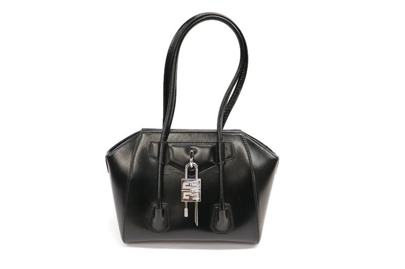 GIVENCHY - Antigona Lock Small Black Leather TOP HANDLE BAG w