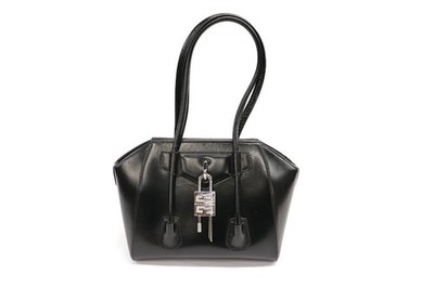GIVENCHY - Antigona Lock Small Black Leather TOP HANDLE BAG w