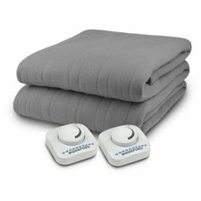 Biddeford Heated Electric Blanket Grey Soft Warm Bedding Queen Size