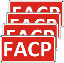 4 Pack FACP Signs, Metal FACP Sign - Fire Alarm Control Panel, 12 X 6 Inches F