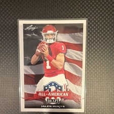 Leaf 2020 Draft All-American Jalen Hurts #75 Red Rookie Football Card. rookie card picture