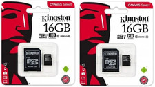 Kingston Micro SD 16GB Memory Card Class 10 2 packs 