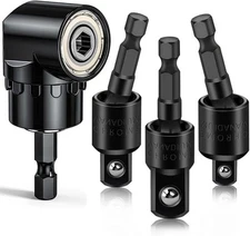 Flexible Drill Bit Extension Set with Right Angle Attachment, 360° One Size 