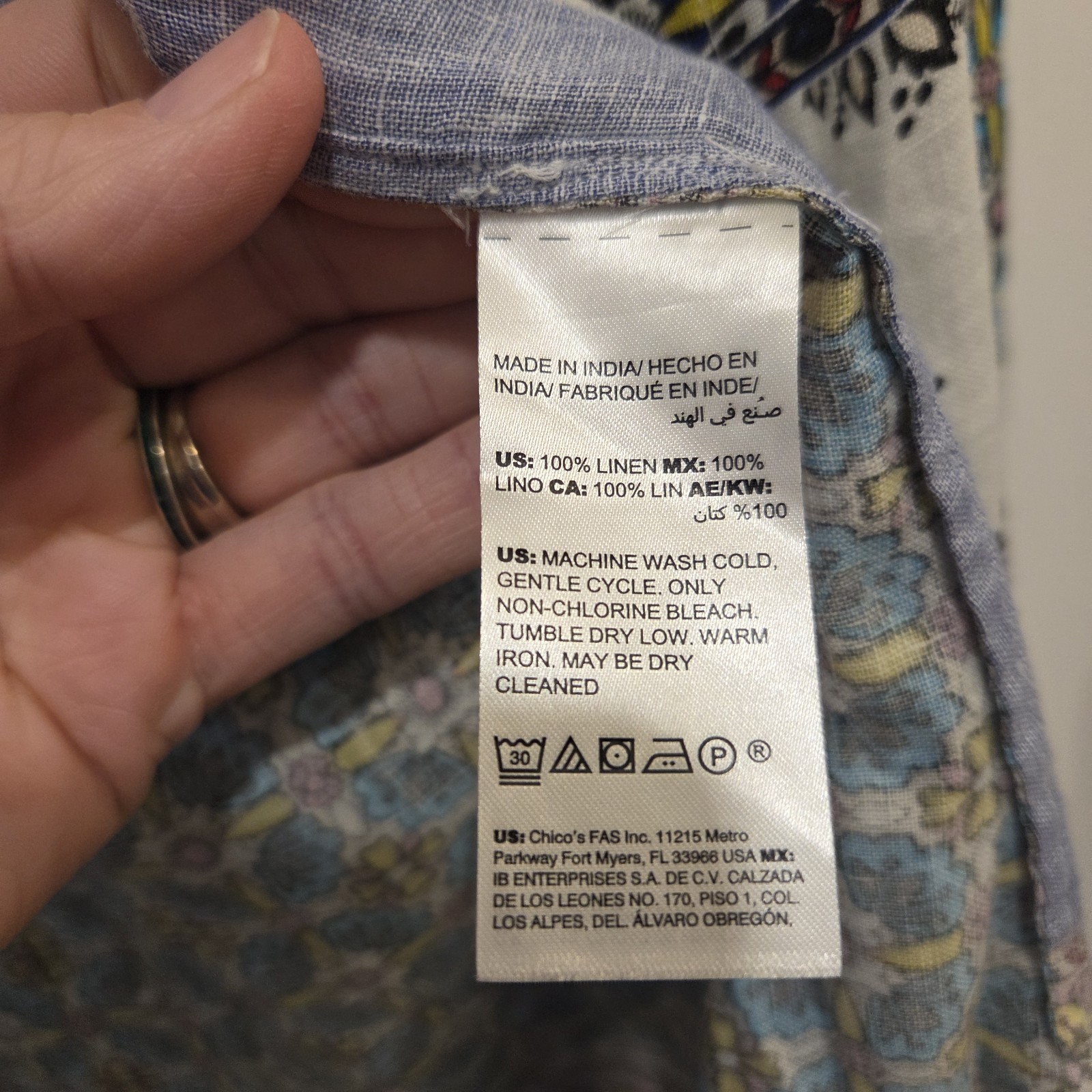 Chico's Size Small Patchwork Linen Longline Jacke… - image 6