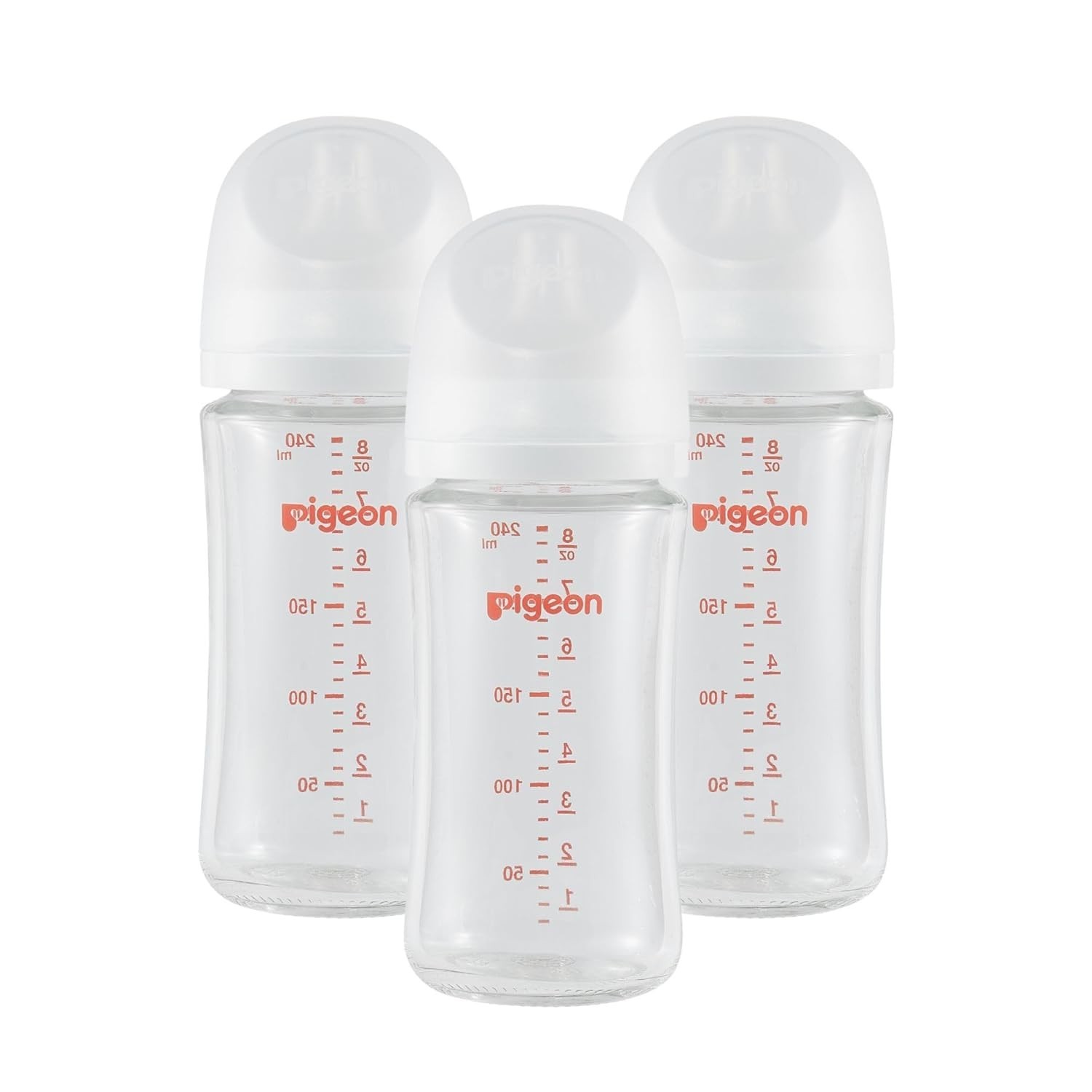 Pigeon Wide Neck Nursing 3 Glass Bottle 8.1Oz/240ml Anti-Colic with 3 M Nipples