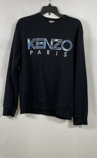 Sudadera para hombre Kenzo Paris negra con logotipo tropical cuello redondo talla M