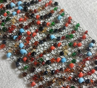 Vintage (RARE) Multi-Color 20-Strand Beaded Chain Linked Necklace 36'' Long 