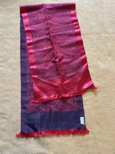 Estate Baar Beards Rich Deep Red Silk Rayon VTG Oblong Rectangle Scarf Japan 42