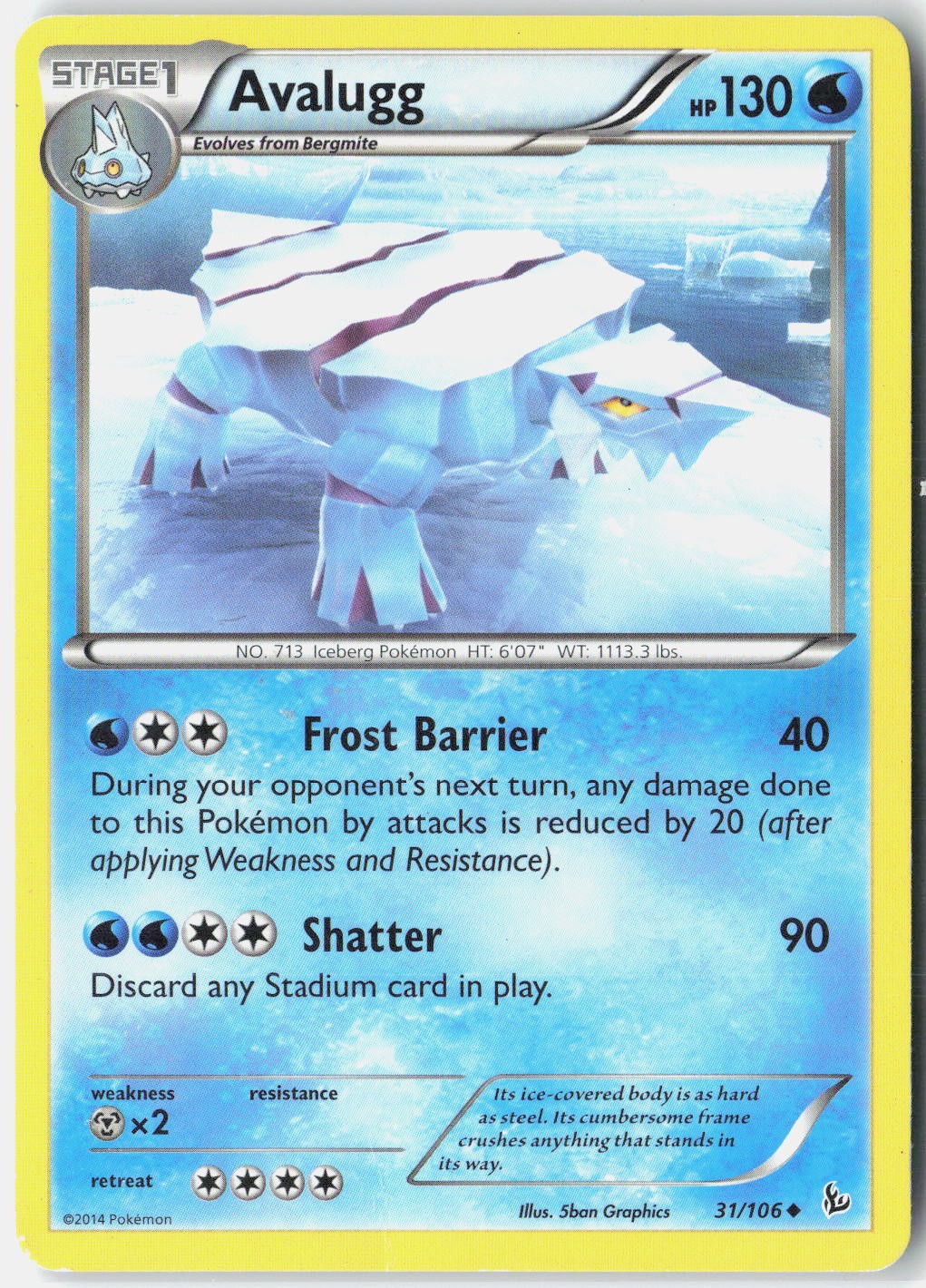 Avalugg XY - Flashfire 31/106 Pokemon Card