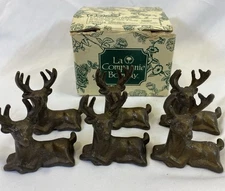 La Compagnie Bombay Bronze S/6 Deer Placecard Holders 7539024 Figurines