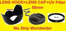 LENS HOOD+UV+CAP 58mm - CANON 28-90 55-250 28-105 28-80 18-55 90-300 75-300 mm
