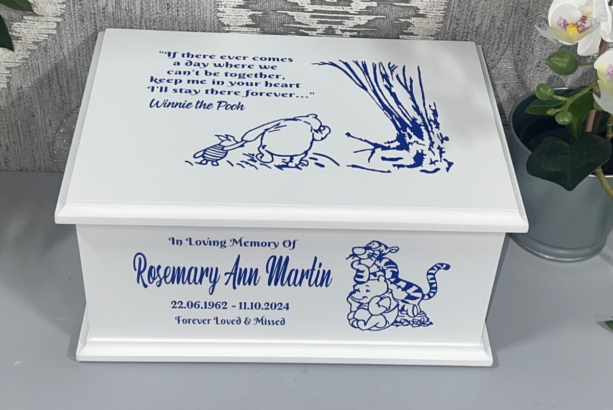 Ashes Casket Large Winnie Pooh Personalised Urn memorial Memory