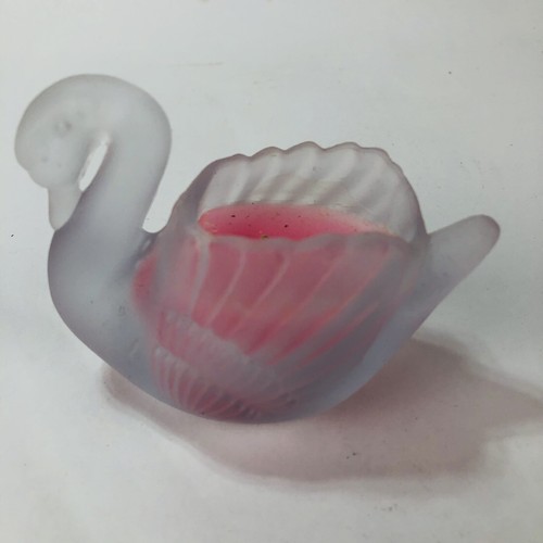 Nanco Glas Schwan Votivkerze 4" rosa MCM 60er Jahre Neu in Box - Bild 4 von 7