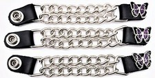 3 PURPLE BUTTERFLY WOMEN'S DOUBLE CHAIN MOTORCYCLE BIKER VEST EXTENDERS USA MADE