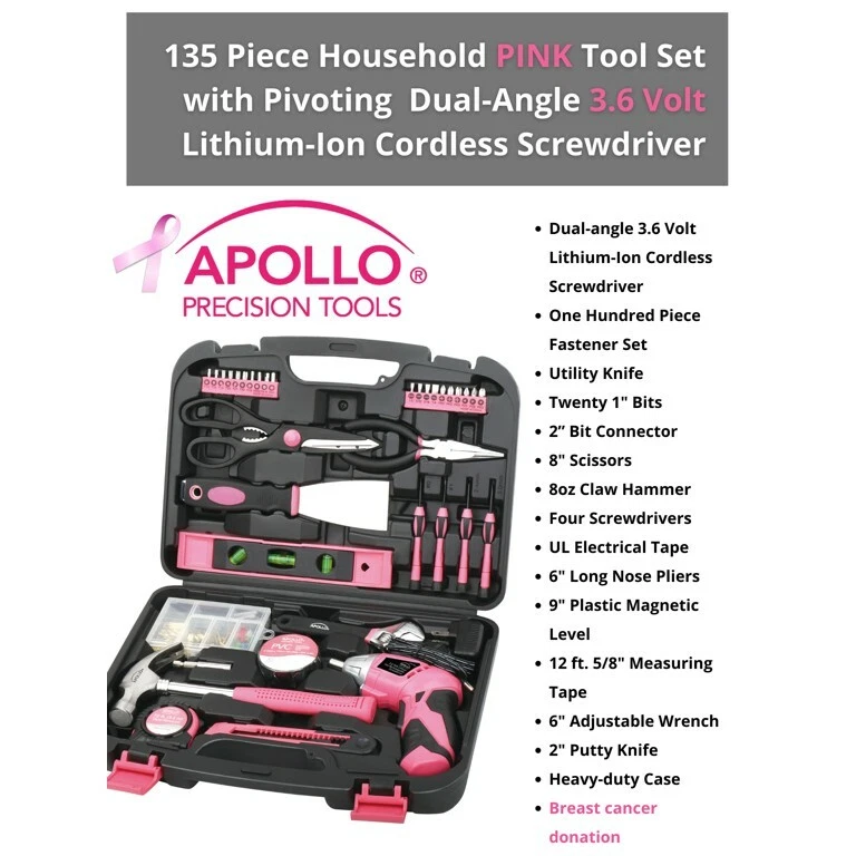 Apollo Precision Tool Set Including 3.6v Cordless Screwdriver 135-Piece - Image 4 of 4