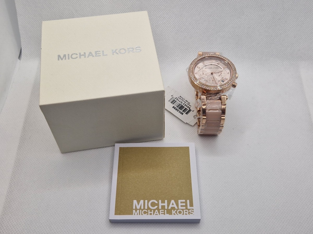 MICHAEL KORS PARKER MK5896 WOMEN WATCH ROSE GOLD WITH CRYSTALS NEW