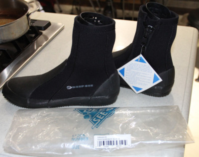 NEW Deep See Superzip 5MM SCUBA DIVING BOOTS Hard Sole Neoprene Zipper Snorkel